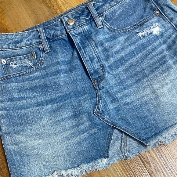 American eagle button fly Denim Blue mini Skirt size 8 - Picture 6 of 8